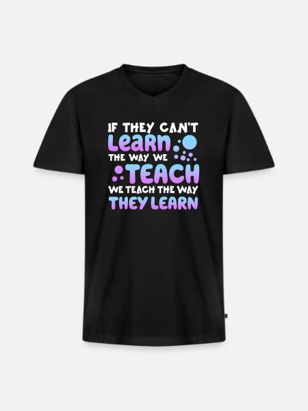 Autism Awareness SPED Teacher Learn - Men's Premium Organic T-shirt with V-neck - black
