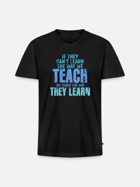 Autism Awareness SPED Teacher Learn - Men's Premium Organic T-shirt with V-neck - black