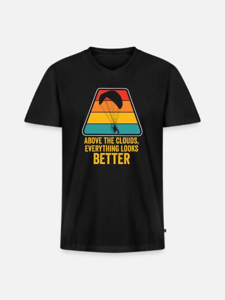 Über den Wolken Paramotor-Enthusiast - Männer Premium Bio T-Shirt mit V-Ausschnitt - Schwarz