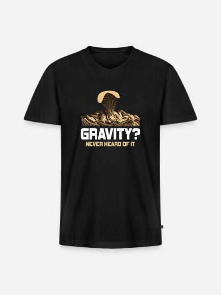 Hilarious Paramotor Gravity Meme - Men's Premium Organic T-shirt with V-neck - black