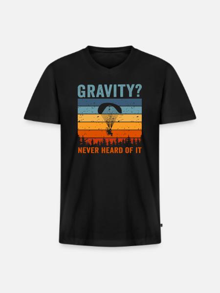 Hilarious Paramotor Gravity Meme - Men's Premium Organic T-shirt with V-neck - black