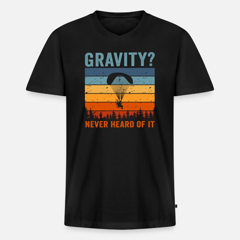Lustiges Paramotor Gravitations-Meme - Männer Premium Bio T-Shirt mit V-Ausschnitt - Schwarz