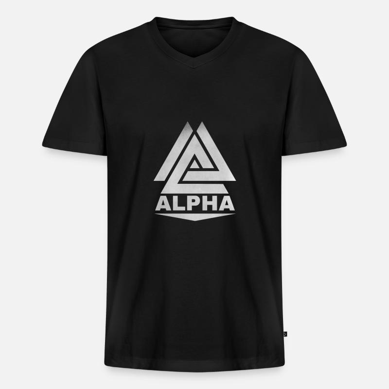 Alpha - Männer Premium Bio T-Shirt mit V-Ausschnitt - Schwarz