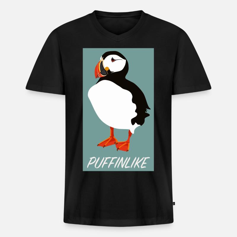 Puffin Puff Papageientaucher - Männer Premium Bio T-Shirt mit V-Ausschnitt - Schwarz