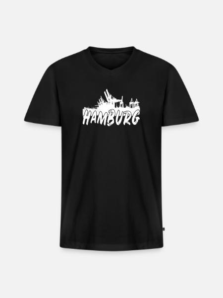 Port de Hambourg - T-shirt encolure en V Premium bio Homme - noir