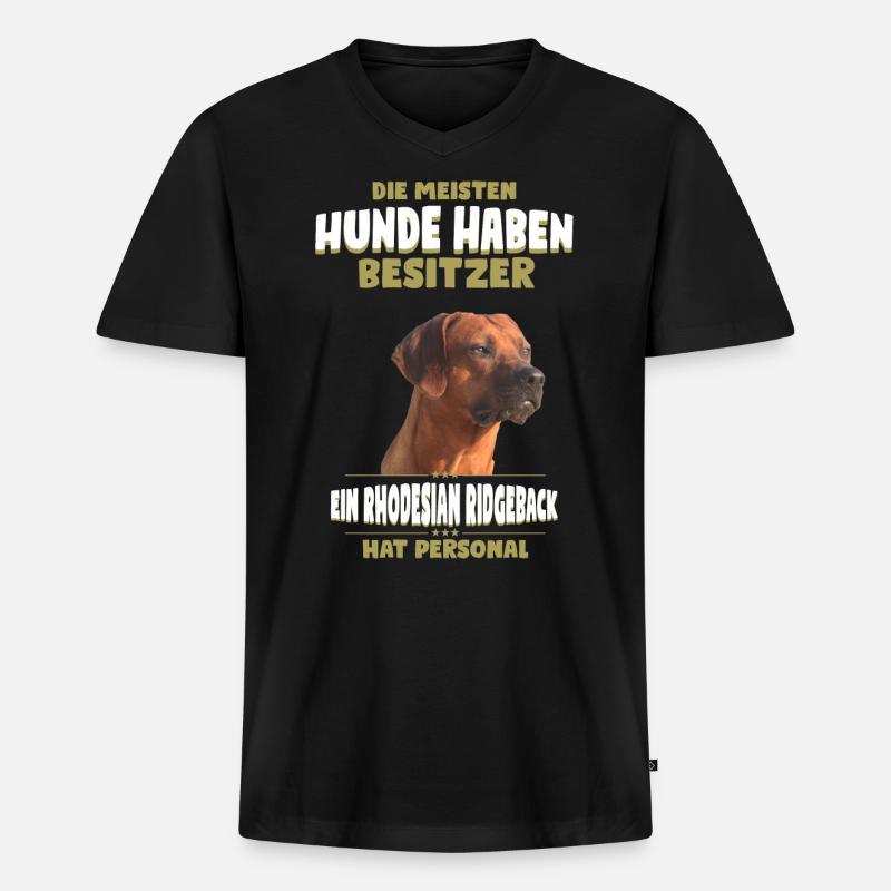 Rhodesian Ridgeback Tshirt - Rhodesian Ridgeback - Männer Premium Bio T-Shirt mit V-Ausschnitt - Schwarz