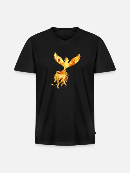 Feuervogel - Männer Premium Bio T-Shirt mit V-Ausschnitt - Schwarz