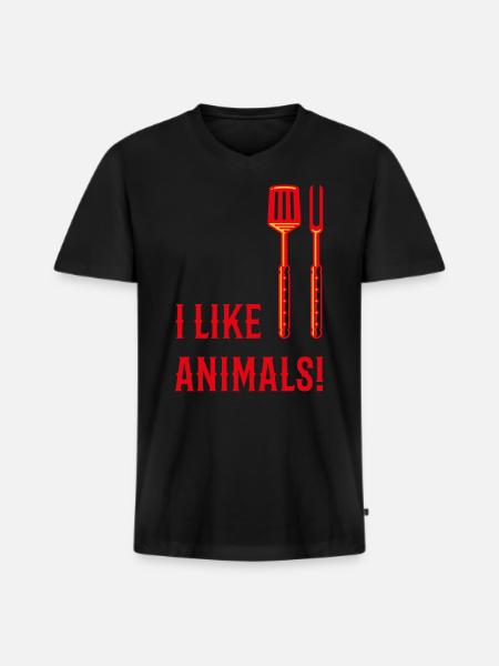 I Like Animals! (Grillbesteck / 3C) - Männer Premium Bio T-Shirt mit V-Ausschnitt - Schwarz
