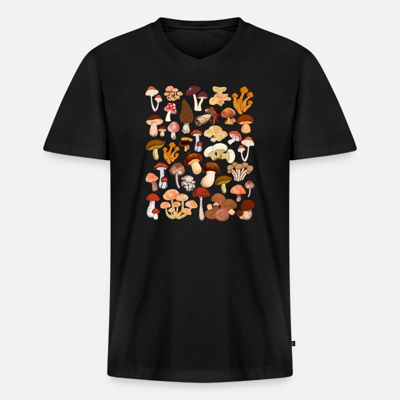 Pilze suchen - Männer Premium Bio T-Shirt mit V-Ausschnitt - Schwarz