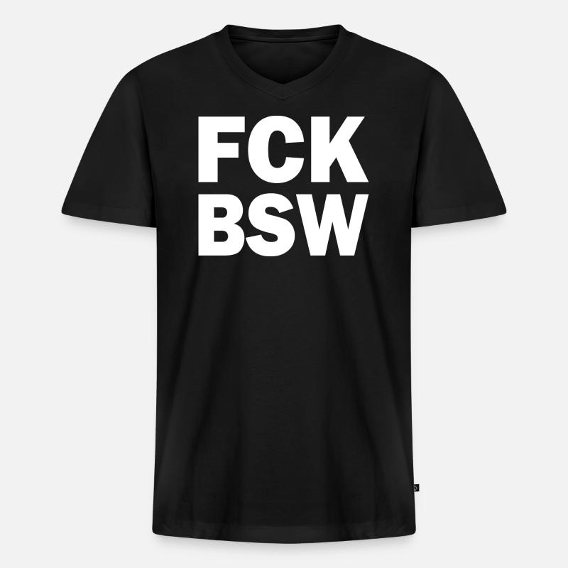 Fck bsw - Männer Premium Bio T-Shirt mit V-Ausschnitt - Schwarz