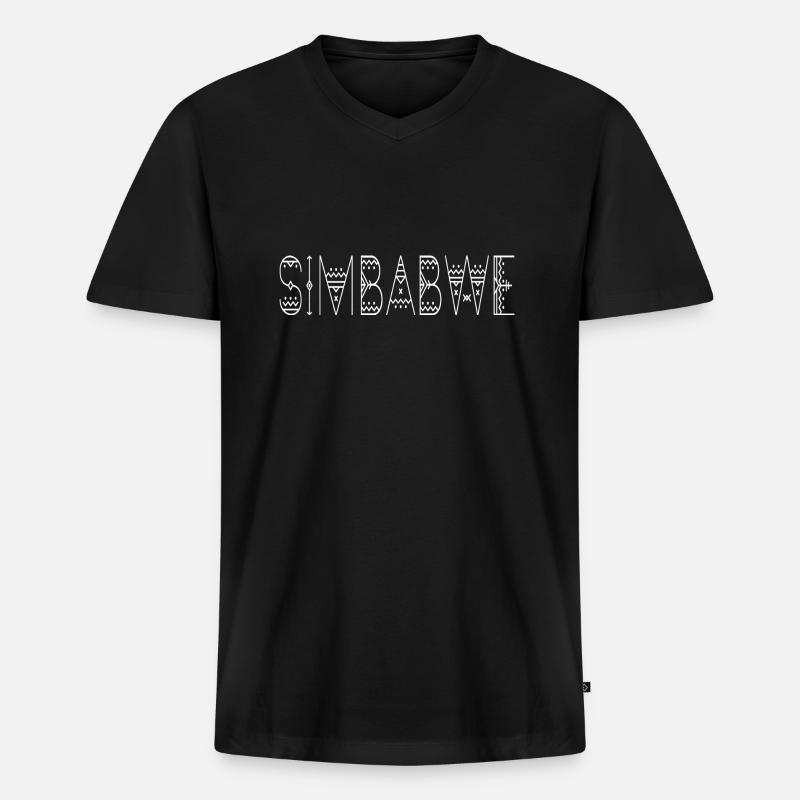 Simbabwe - Männer Premium Bio T-Shirt mit V-Ausschnitt - Schwarz