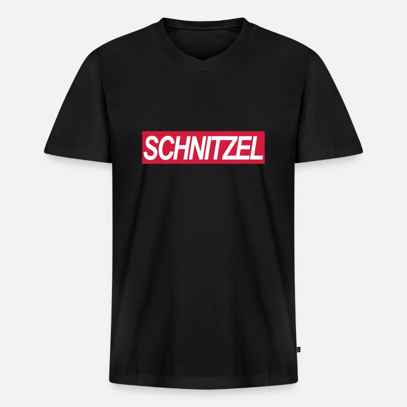 SCHNITZEL - Männer Premium Bio T-Shirt mit V-Ausschnitt - Schwarz