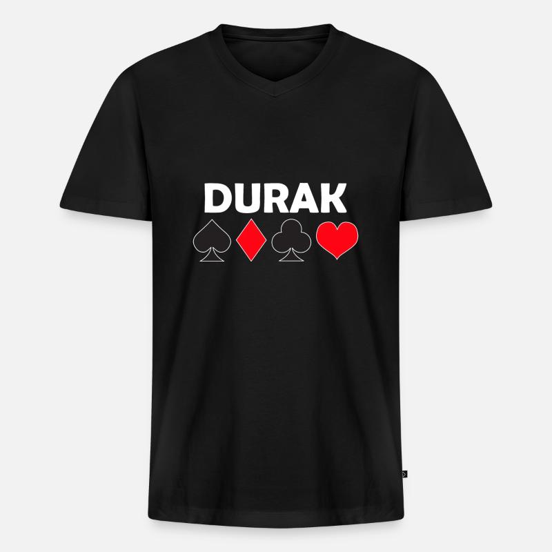 Durak - Maglietta ecologica premium da uomo con scollo a V - nero
