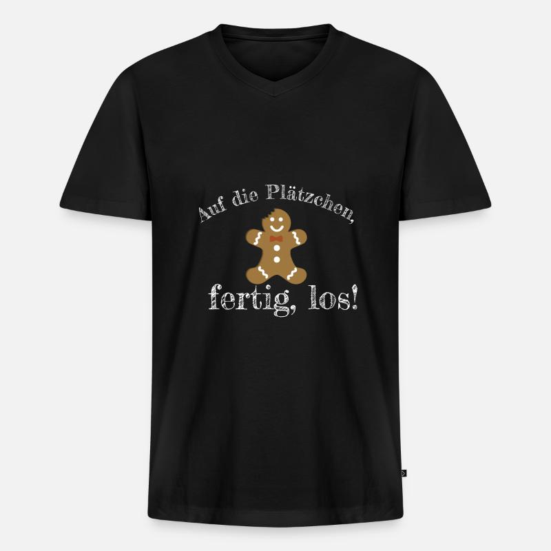 Weihnachten Plätzchen - Männer Premium Bio T-Shirt mit V-Ausschnitt - Schwarz