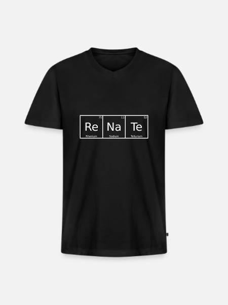 Renate Namn Förnamn Kemi Periodiska systemet Element - Ekologisk premium-T-shirt med V-ringning herr - svart
