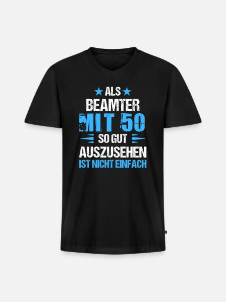 Avec 50 beaux fonctionnaires - T-shirt encolure en V Premium bio Homme - noir