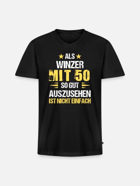 With 50 good-looking winemaker - Men's Premium Organic T-shirt with V-neck - black