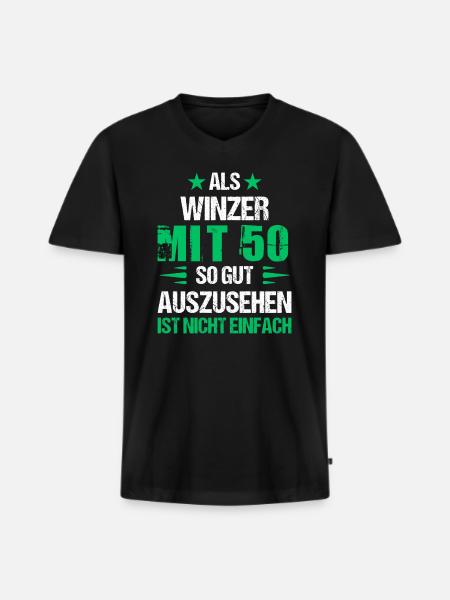 With 50 good-looking winemaker - Men's Premium Organic T-shirt with V-neck - black