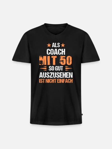At 50 handsome coach - Men's Premium Organic T-shirt with V-neck - black