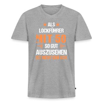Avec 50 beaux leurres - T-shirt encolure en V Premium bio Homme - gris chiné - Devant