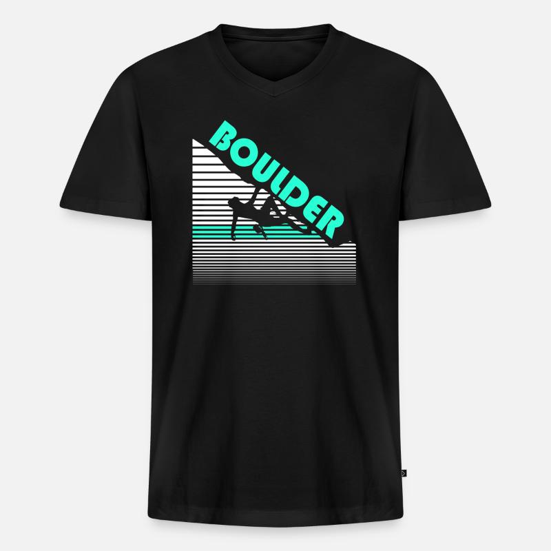 bouldern - Männer Premium Bio T-Shirt mit V-Ausschnitt - Schwarz