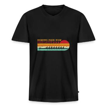 Rowing Water Sports Rowing Kayakers - Men's Premium Organic T-shirt with V-neck - black - Front - Nico (187cm)