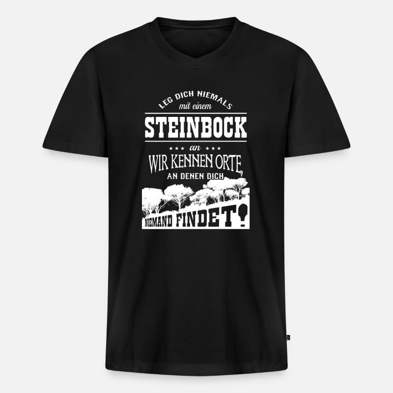 Steinbock - Männer Premium Bio T-Shirt mit V-Ausschnitt - Schwarz