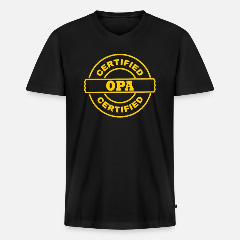 Opa - Männer Premium Bio T-Shirt mit V-Ausschnitt - Schwarz