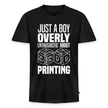 3D Printing - Men's Premium Organic T-shirt with V-neck - black - Front - Nico (187cm)