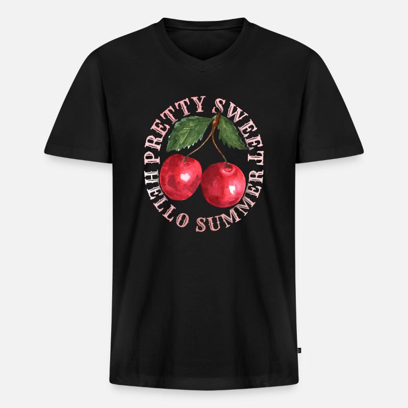 Kirsche, Cherry-Fruit Kirsche-Cherry Sommer-Spruch - Männer Premium Bio T-Shirt mit V-Ausschnitt - Schwarz