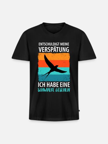 Vögel Vogel Schwalbe - Männer Premium Bio T-Shirt mit V-Ausschnitt - Schwarz