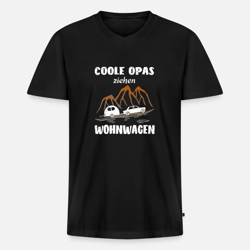 Wohnwagen Camping Opa - Männer Premium Bio T-Shirt mit V-Ausschnitt - Schwarz