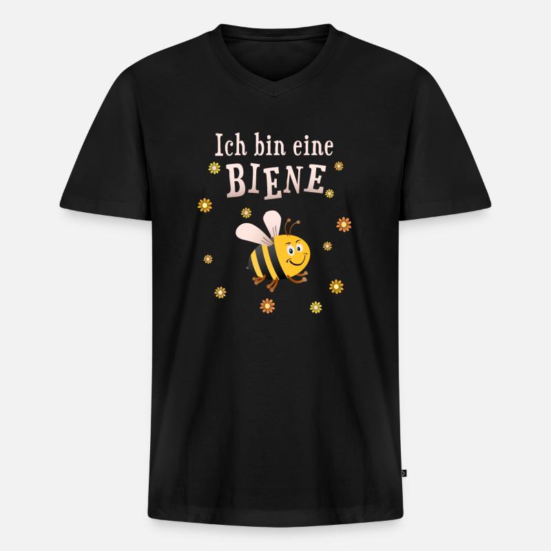 Ich bin eine Biene - Männer Premium Bio T-Shirt mit V-Ausschnitt - Schwarz