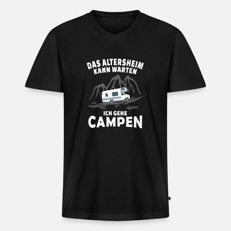 Camping Wohmobil Rentner Ruhestand - Männer Premium Bio T-Shirt mit V-Ausschnitt - Schwarz