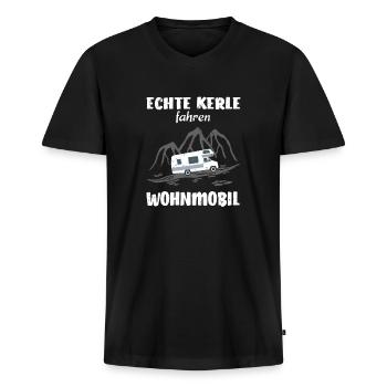 Wohnmobil Lustig Mann Kerl - Männer Premium Bio T-Shirt mit V-Ausschnitt - Schwarz - Vorne - Nico (187cm)
