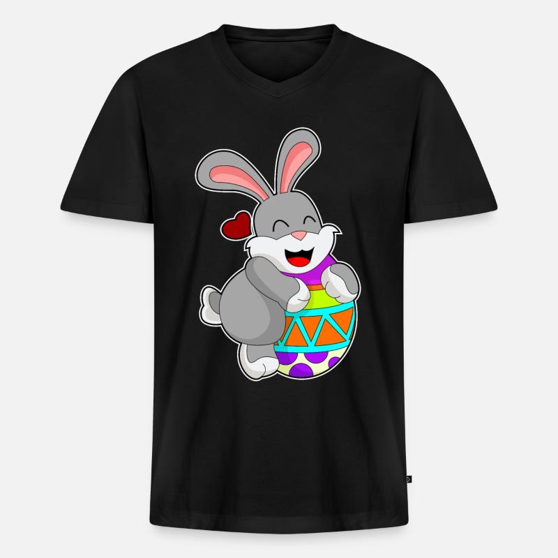 Hase Ei - Männer Premium Bio T-Shirt mit V-Ausschnitt - Schwarz