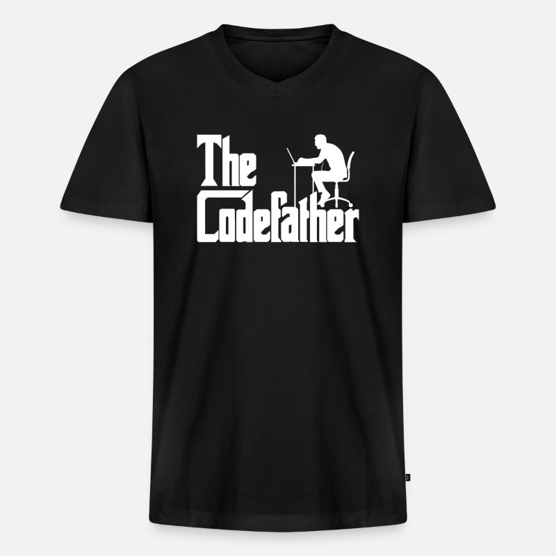 Code code développeur Codefather Spruch - T-shirt encolure en V Premium bio Homme - noir