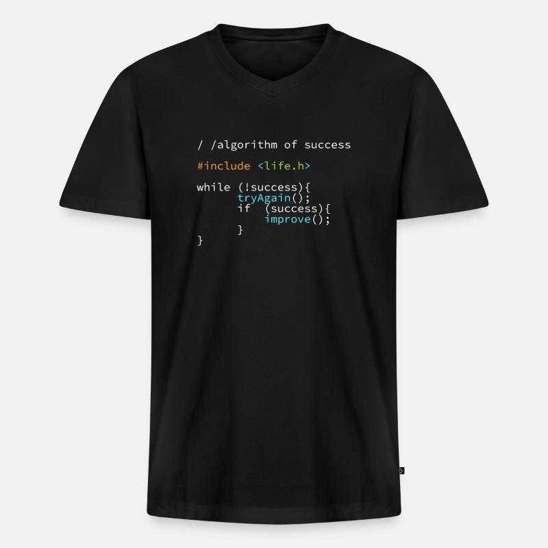 Développeur Programmeur succès Coder - T-shirt encolure en V Premium bio Homme - noir