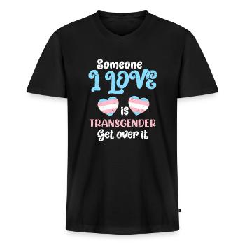 Transsexualité Transgenre Transgenre Amour Trans - T-shirt encolure en V Premium bio Homme - noir - Devant - Nico (187cm)