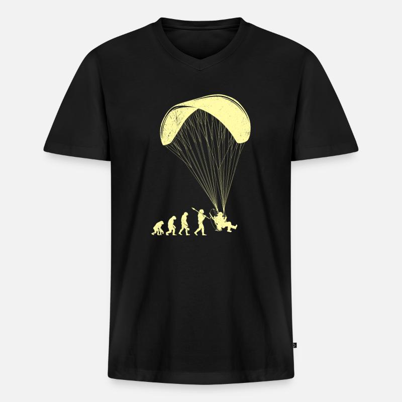 Paramotor evolution abe menneskelig paraglider - Premium økologisk T-shirt med V-hals til mænd - sort