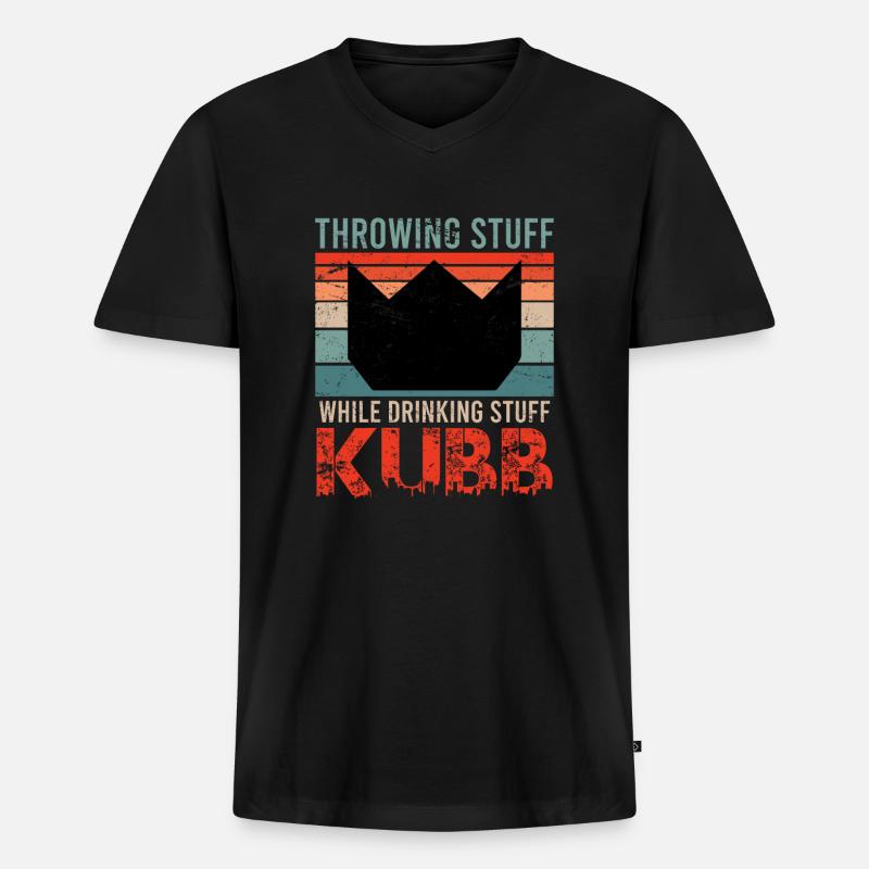 Wikingerschach Spruch Throwing Stuff Drinking - Männer Premium Bio T-Shirt mit V-Ausschnitt - Schwarz