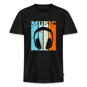 Retro Hip Hop Musik Rapper Rap HipHop - Männer Premium Bio T-Shirt mit V-Ausschnitt - Schwarz - Vorne - Nico (187cm)