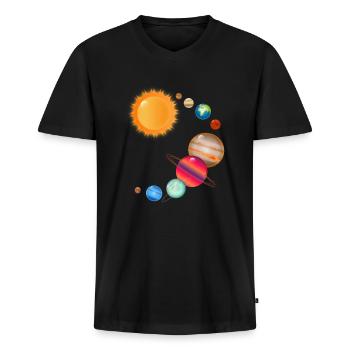 Kosmos Weltall Planeten im Sonnensystem - Männer Premium Bio T-Shirt mit V-Ausschnitt - Schwarz - Vorne - Nico (187cm)
