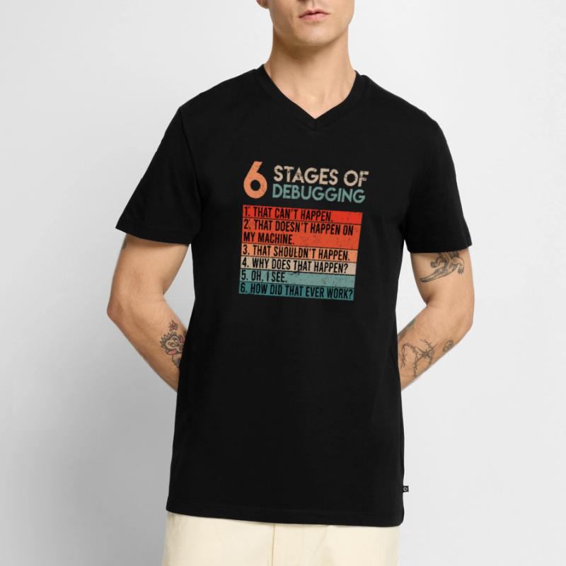 6 Stages of Debugging Informatiker Coder Software Männer Premium Bio T-Shirt mit V-Ausschnitt