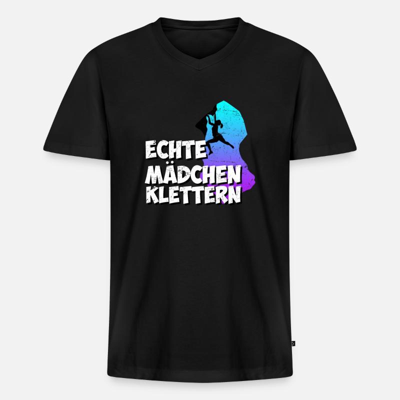 Echte Mädchen Klettern - Männer Premium Bio T-Shirt mit V-Ausschnitt - Schwarz