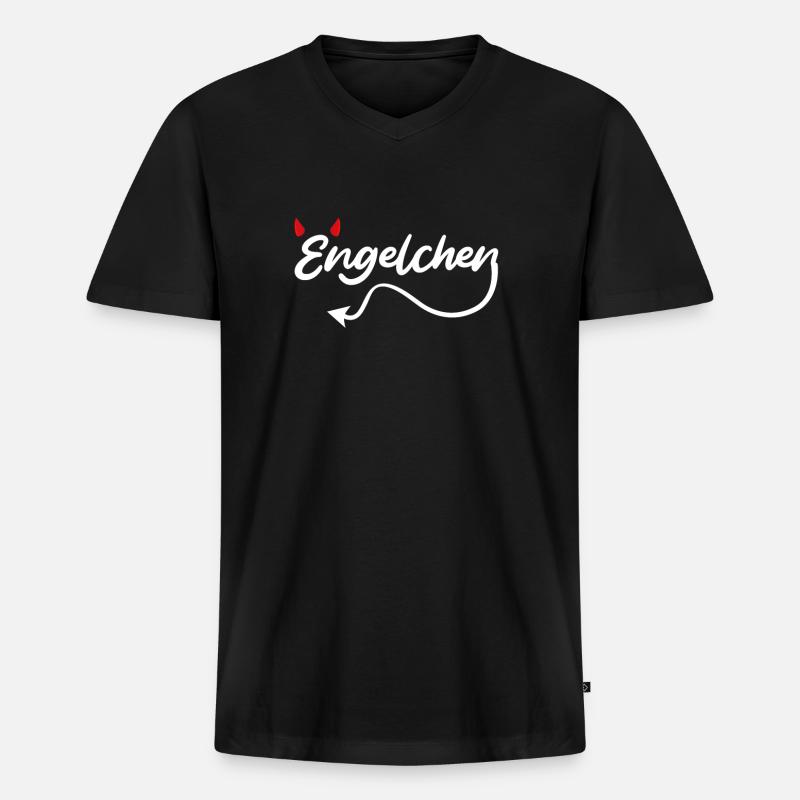 Engel oder Teufel Engelchen Teufelchen - Männer Premium Bio T-Shirt mit V-Ausschnitt - Schwarz