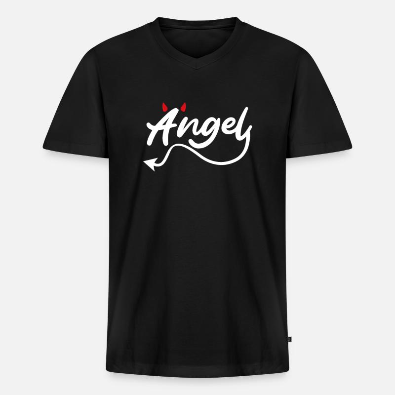 Devil Devil Angel - Men's Premium Organic T-shirt with V-neck - black
