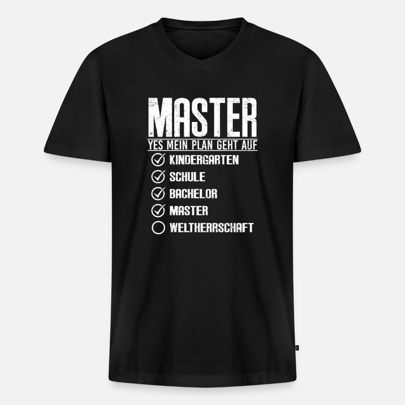 Master Abschluss 2022 dann Weltherrschaft - Männer Premium Bio T-Shirt mit V-Ausschnitt - Schwarz