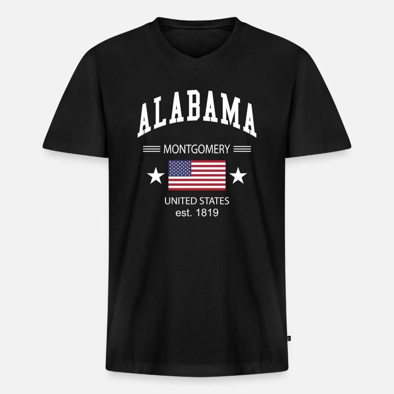 Alabama - Männer Premium Bio T-Shirt mit V-Ausschnitt - Schwarz
