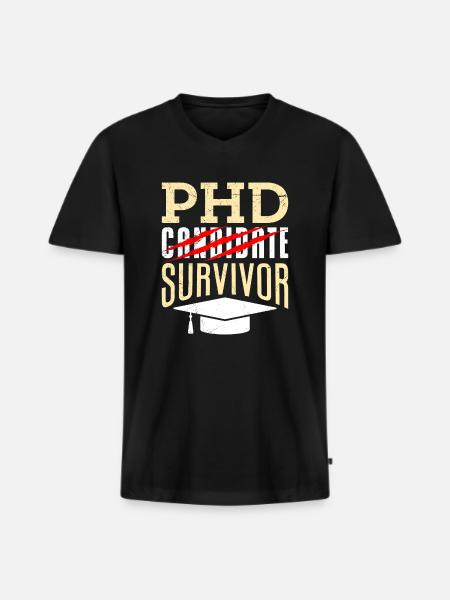 phd Tesi di dottorato sopravvissuta superato dottorato - Maglietta ecologica premium da uomo con scollo a V - nero